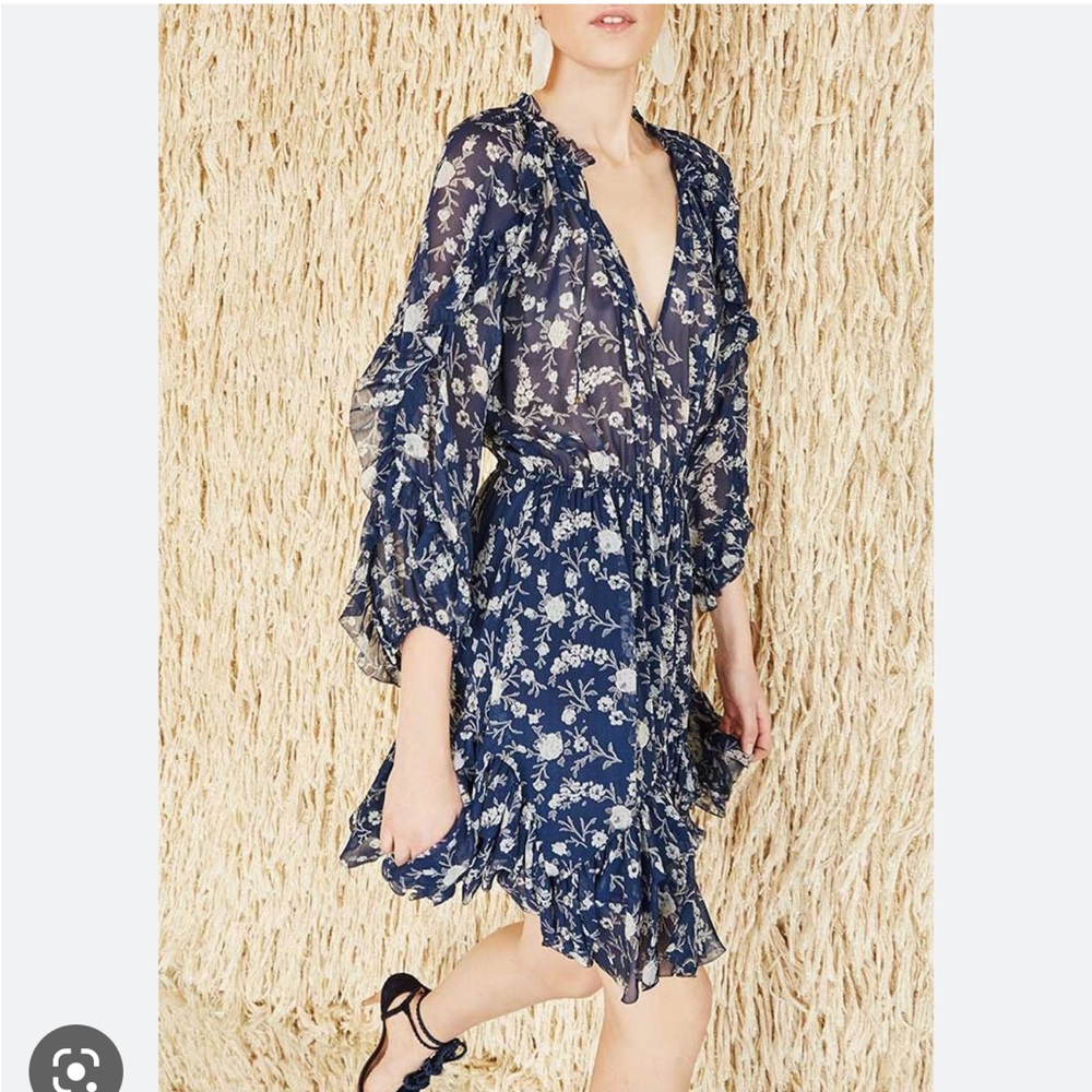 Ulla Johnson Silk Floral Navy Dress Sz 4
